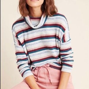 Anthropologie Saturday Sunday Knit Hi Low Striped Turtleneck Size Medium